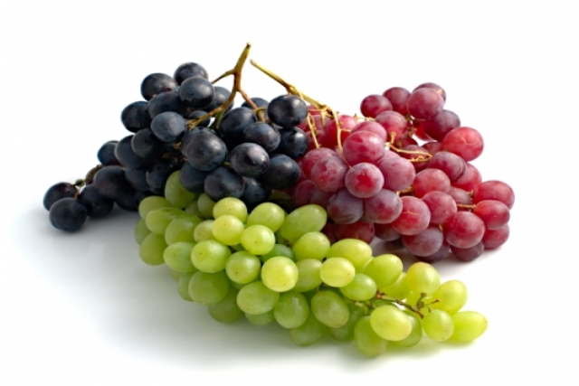 three branches of grape in different colours